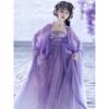 Chinese Tang Dynasty Style Hanfu Cherobalan Skirt Chest-high Embroidered Purple Daily Suit For Women