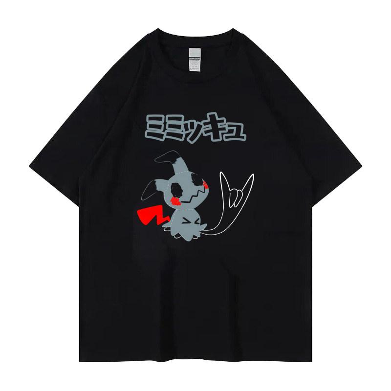 Pokémon Gengar Printing Tee Pure Cotton Tshirt Mens 2026 Summer Fashion Oversize Street Casual Y2K Tops Streetwear Clothing