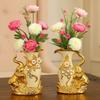 European Style Elephant Vase Modern Flower Container Flower Holder Ceramic Gold Vase  Dining Table