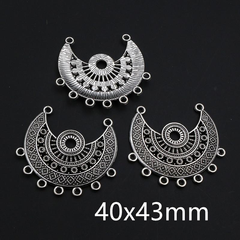 10pcs Antique Silver Plated Vintage Boho Style Connector Charms Pendant DIY Jewelry Making Accessories for Bracelet Necklace