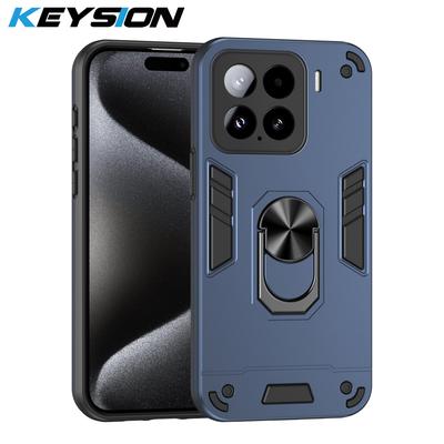 KEYSION Stoßfeste Panzerhülle für Xiaomi 15 5G Weiches Silikon+PC Kameraschutzring Ständer Handyhülle für Xiaomi 15 Pro 5G