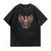 Patriotic Polish White Eagle Folk Art Floral Print Casual T Shirt vintage Washed Unisex Breathable Versatile homme graphic