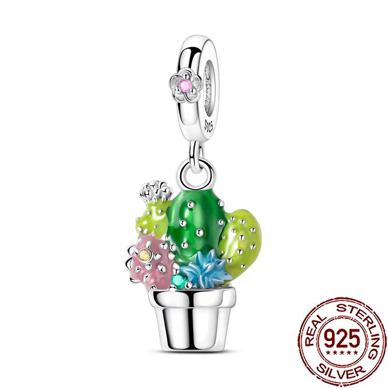 New Charms Copper Colorful Plant Flower Fruit Charm Beads Fit Snake Chain Bracelet Necklace Women Diy Jewelry
