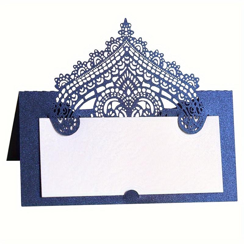 

1 набор 20 шт. Объемные кружевные свадебные карточки для рассадки - Многоразовые карточки для рассадки с подставками для оформления стола 20pcs синий