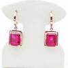 Purple Gold-Plated Rose Gold Square Redstone Earrings, Fashionable And Exquisite Trendy Personalized Colored Gold Earrings.