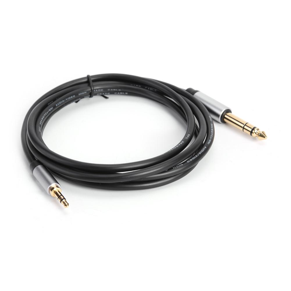 Black 3.5mm Jack Male to 6.35mm Plug Male TRS Headphone Adapter Converter Cable  Alloy Oxide Shell Beautiful and