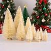 Artificial Mini Wooden Christmas Tree Pink Blue Green White Gold Tower Pine Small Sisal Christmas Tree Tabletop Ornament Decor