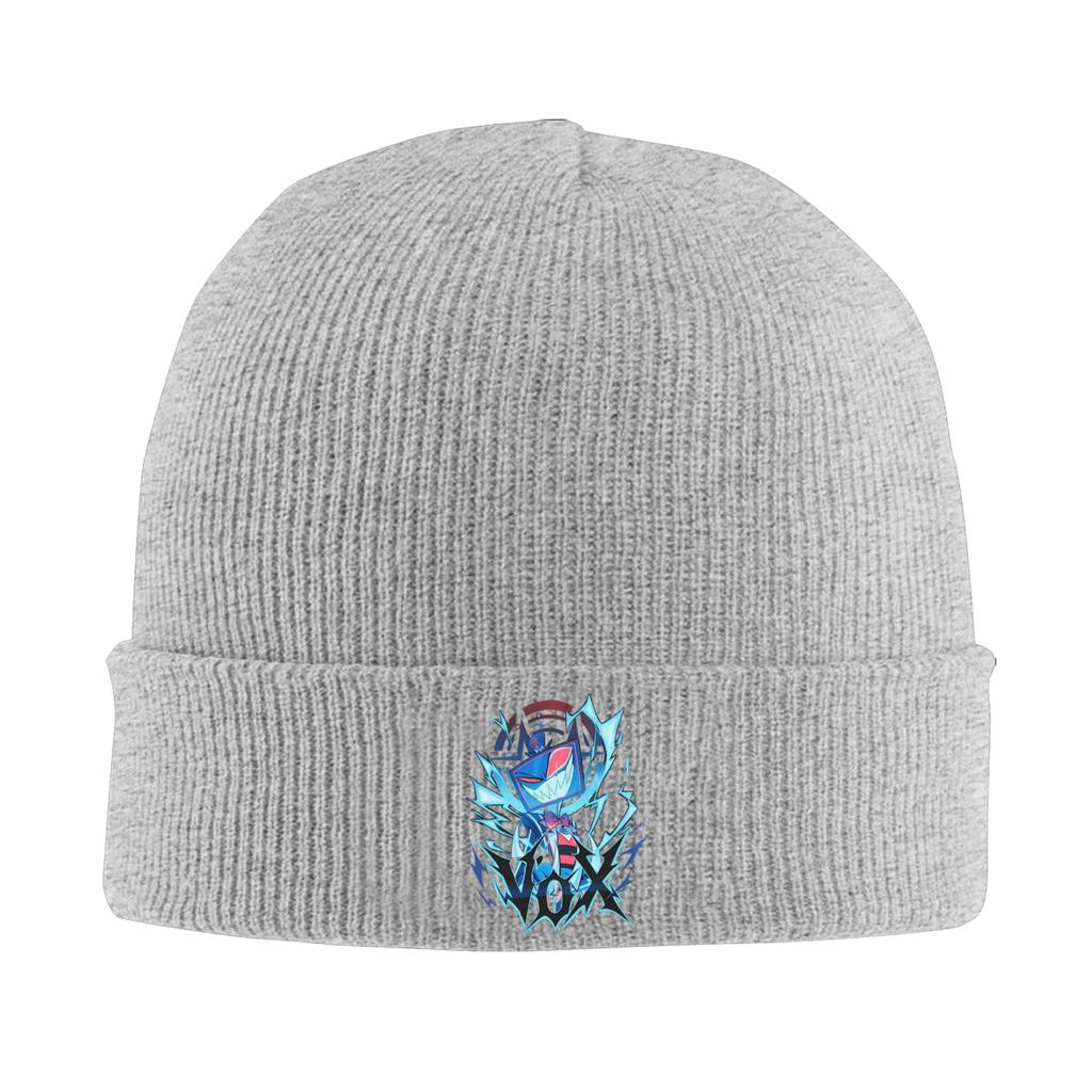 Hazbins Hotels Vox Solo Metall Mützen Beanie Mützen für Erwachsene Niedliche Gymnastik Schädelmützen Beanies Herbst Winter Grafische Kopfbedeckungen Mützen