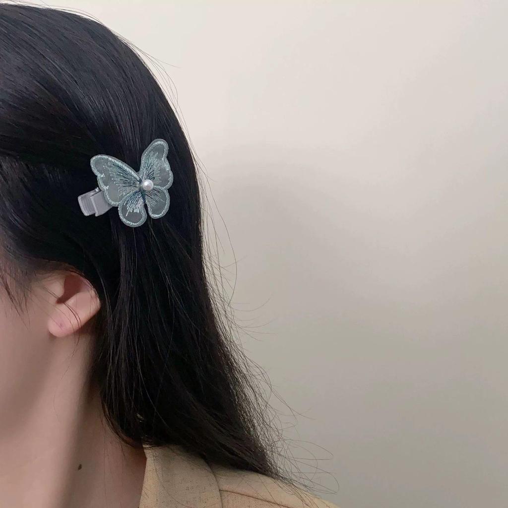 Elegant Retro Butterfly Hairpin - Exquisite Tulle Bangs Clip for Women