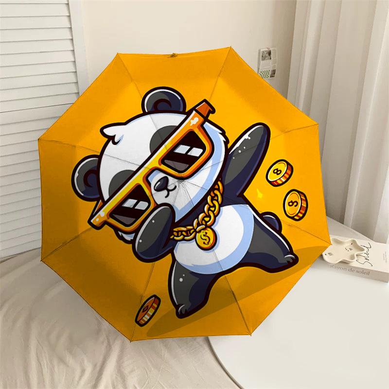 

1PC Panda Coin Automatic Open/Close Umbrella with Windproof, 8-Rib Sturdy Canopy, Durable Ribs, Fashionable Design1307A