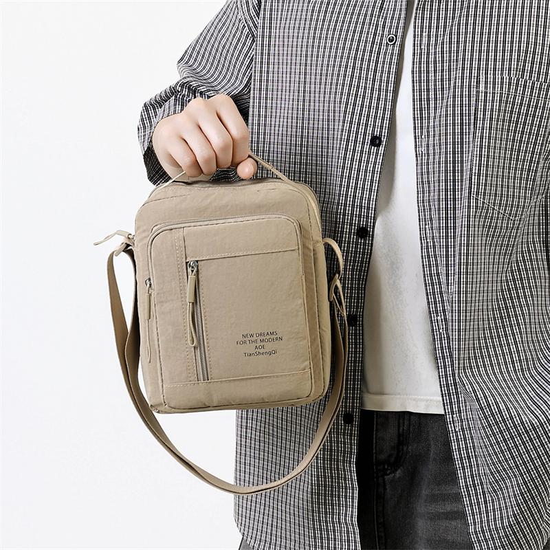 Men's Nylon Crossbody Backpack Fashionable Versatile Summer New Style Waterproof Single Shoulder Sling Bag Simple Design