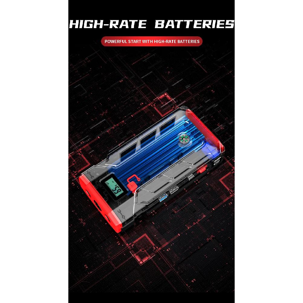12V 2000A Car Jump Starter 1600A 1200A 1000A 800A Portable Emergency Battery Booster LED Flashlight Power Bank Car Quick Starter