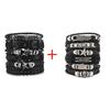 1 Mode-Armband Wikinger-Armband Für Männer Handgelenk-Armbänder Geflochtenes Totenkopf-Hand-Schmuckstück Verstellbares Leder-Set-Armband Für Leder