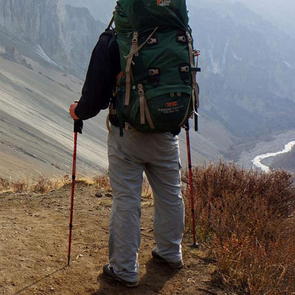 Outdoor Travel Trekking Cane with Straight Handle Aluminum Alloy Trekking Cane Easy To Stretch and Retract Hiking Cane