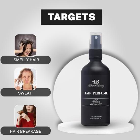 HOUSE OF BEAUTY Hair Spray Perfume With Arabian Oud - Enriched With Amla, Bhringraj Extract & Vitamin E, Unisex, All Hair Types (30Ml)