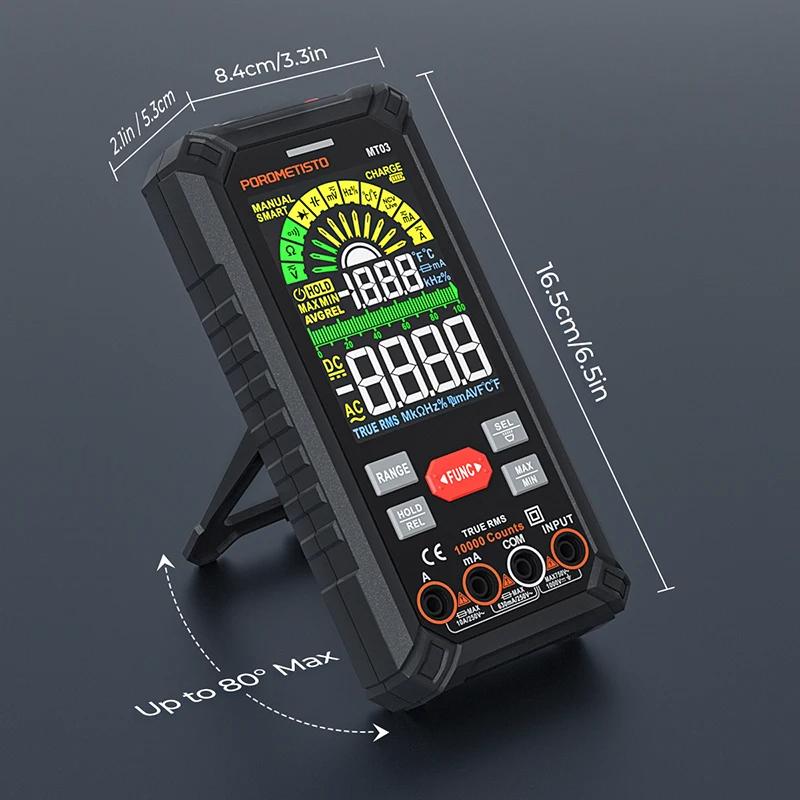 POROMETISTO MT03 Digital-Multimeter 10000 Zählt 1000 V 10 A AC/DC Spannung Strom Ohm Hz NCV Tester Smart Wiederaufladbares Multimeter