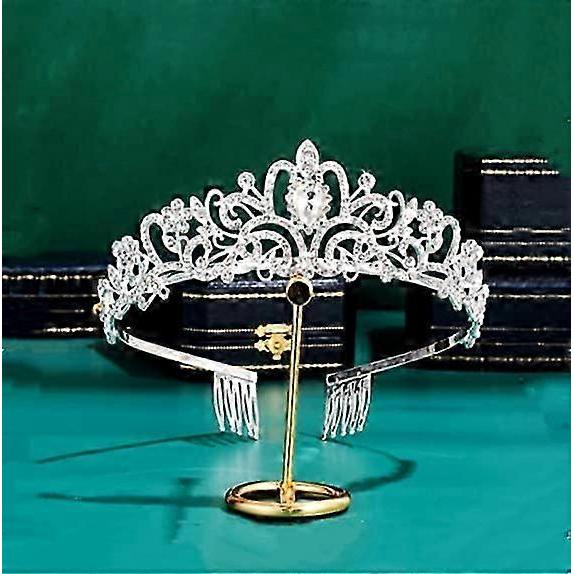 Silver Rhinestone Tiara Crown Crystal Band Comb Wedding Bridal Rhinestone Crown