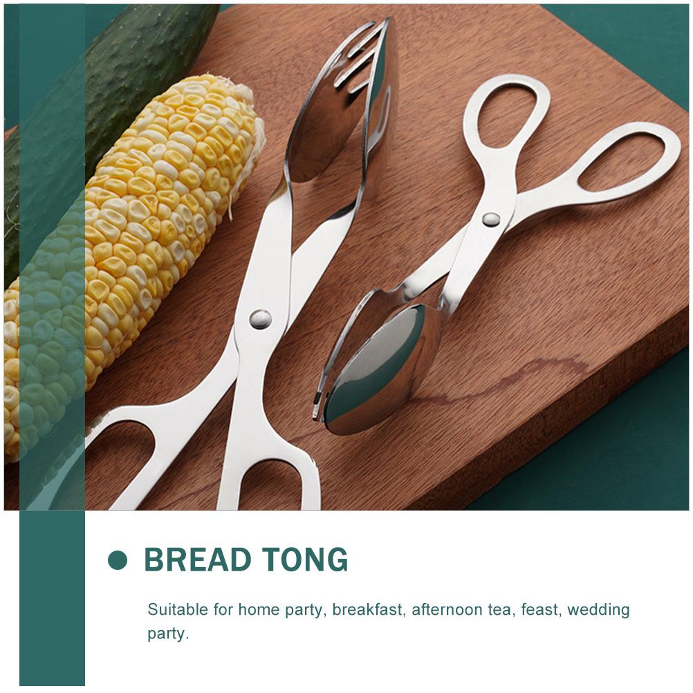 Salad Holder Bun Clips Serving Tong Bread Barbecue Clamp Fried Food Stainless Steel Kitchen