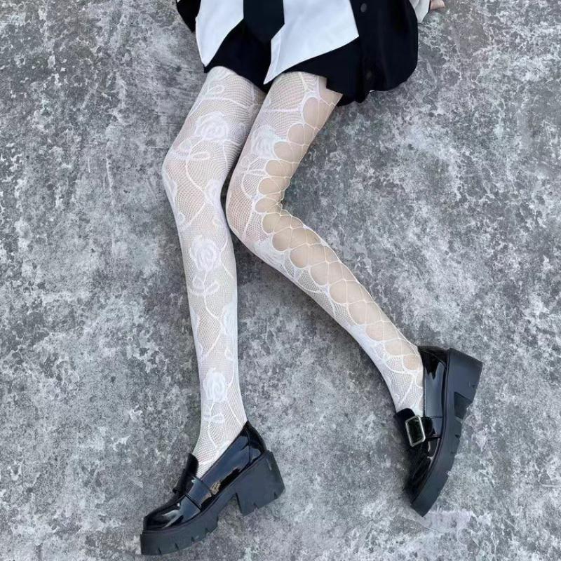 Gothic Fishnet Tights for Women Sexy Mesh Stockings Lolita Y2K Patterned Pantyhose Trendy Leggings for Alternativewear