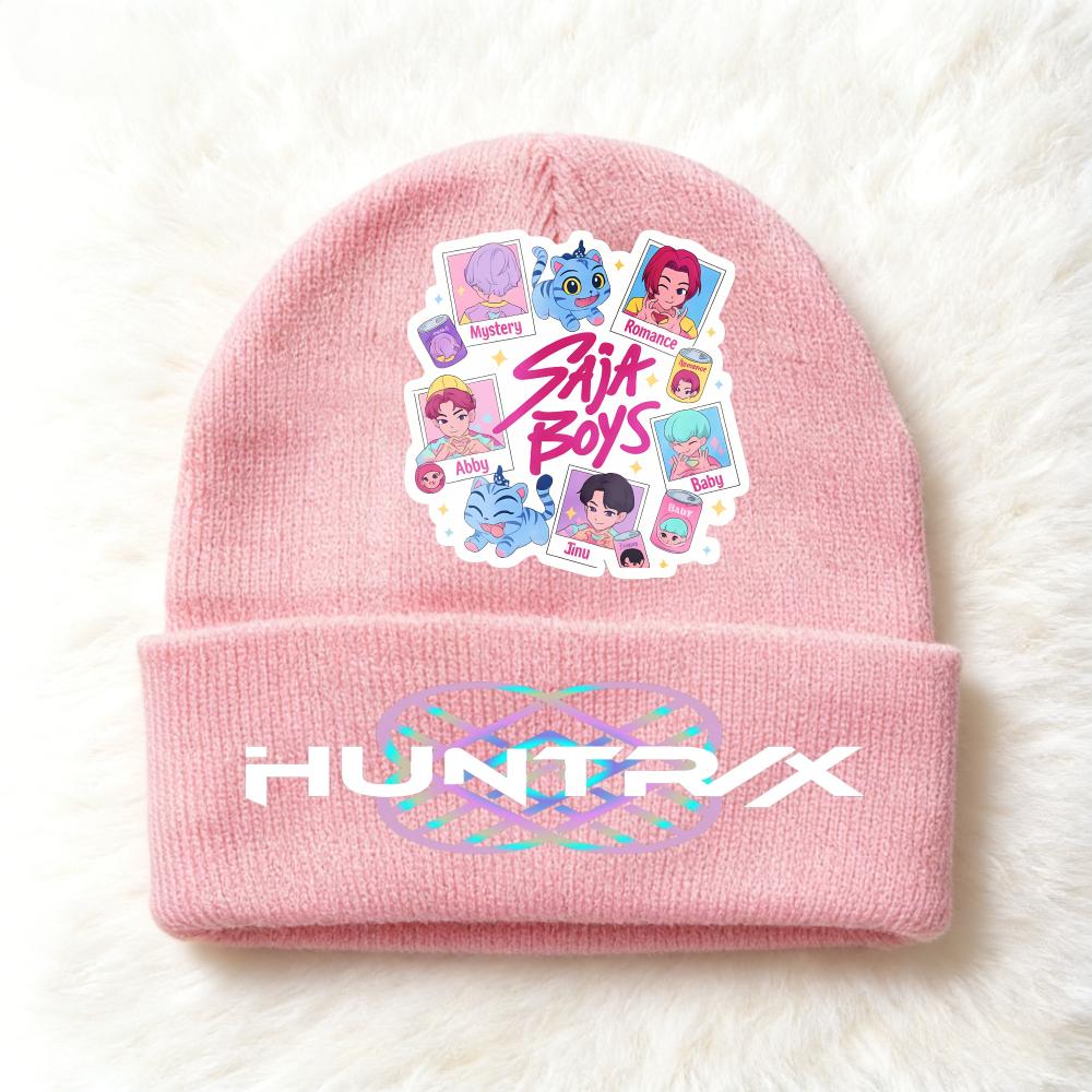 Berretto lavorato a maglia per bambini con stampa Anime Kpop Demon Hunters, Filato di lana, Stagione autunnale, Stagione fredda, Cappello alla moda per bambini, Copricapo, Abbigliamento