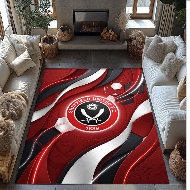 Sheffield United Football Print Crystal Velvet Rug, Comfortable Water Absorbent Non Slip Indoor Floor Carpet
