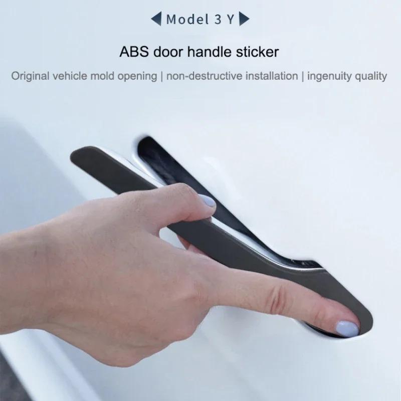 4pcs Door Handle Protective Cover for Tesla Model Y Juniper/3/3+ Highland 2025 ABS Car Door Handle Sticker Car Decor Accessories