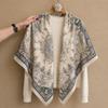 oversized beige flower travel sunscreen sunshade cotton and linen scarf women's silk scarf 111cm large square scarf shawl dual-purpose
