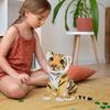 POPETPOP Tiger Plush Toy, Realistic, Year of the Tiger, 27cm, Fluffy Animal, Yellow, 27x15cm