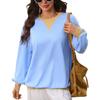 Women Loose Color Block Crew Neck Long Sleeve Casual Pullover Sweatshirt
