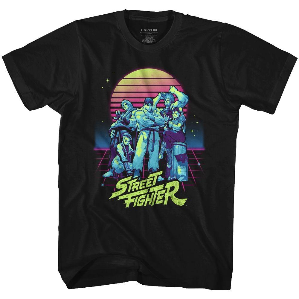 Street Fighter Synthwave Fighter Black Gaming Shirt Unisex T-Shirt XXXXL
