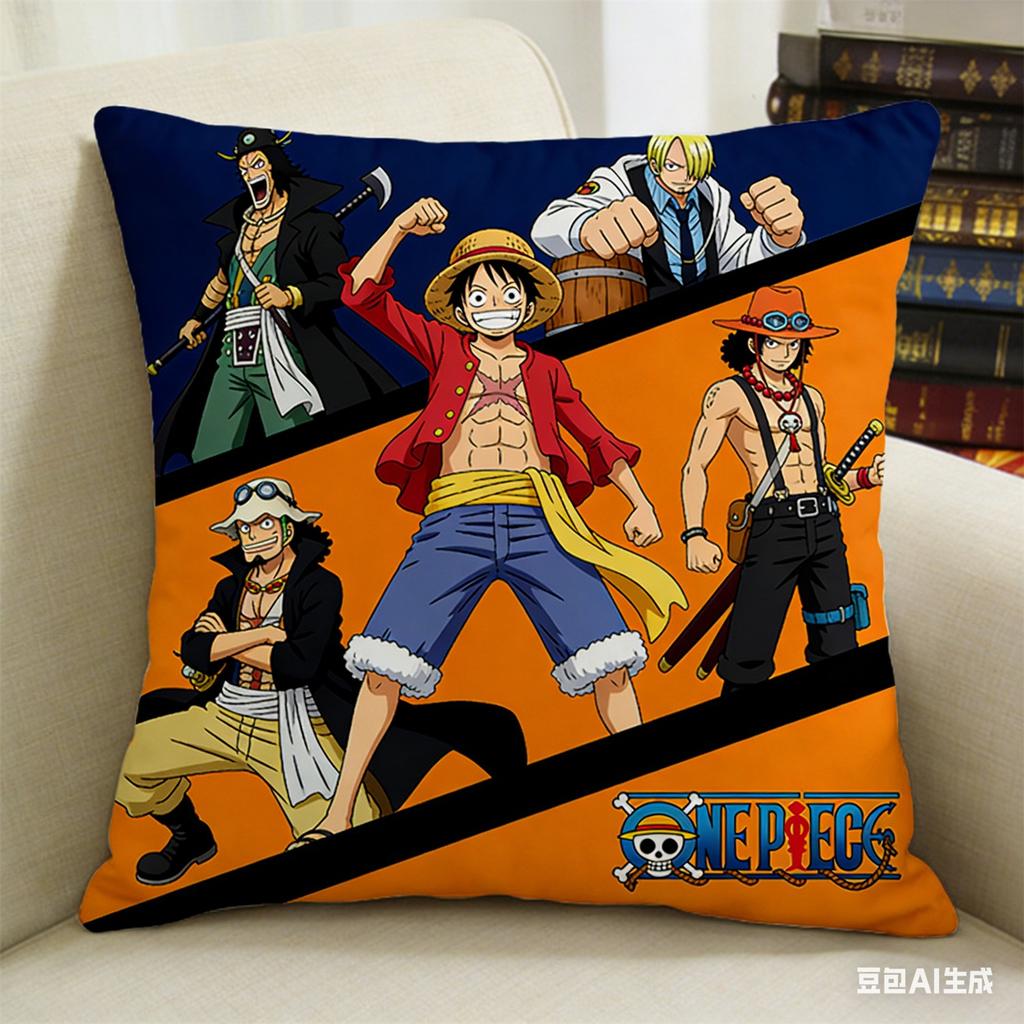 Pillow Cover With One Piece Luffy Design Decorative Pillowcase Soft Square Cushion Cover For Bedroom Sofa Living Room Home Decor