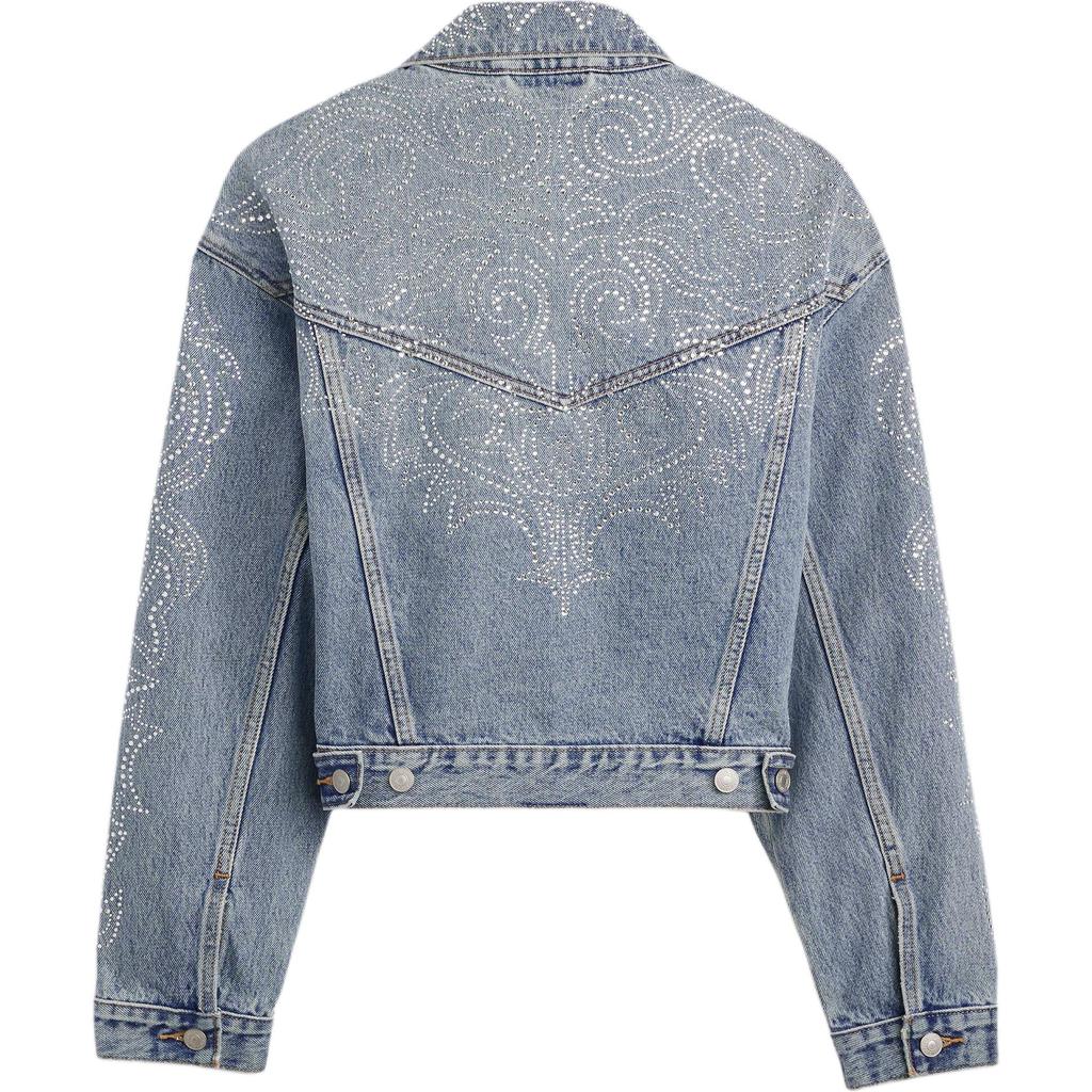 Levis X Beyoncé Collaboration Paisley Rhinestone Pattern Loose Denim Jacket Women Jackets A9456-0005