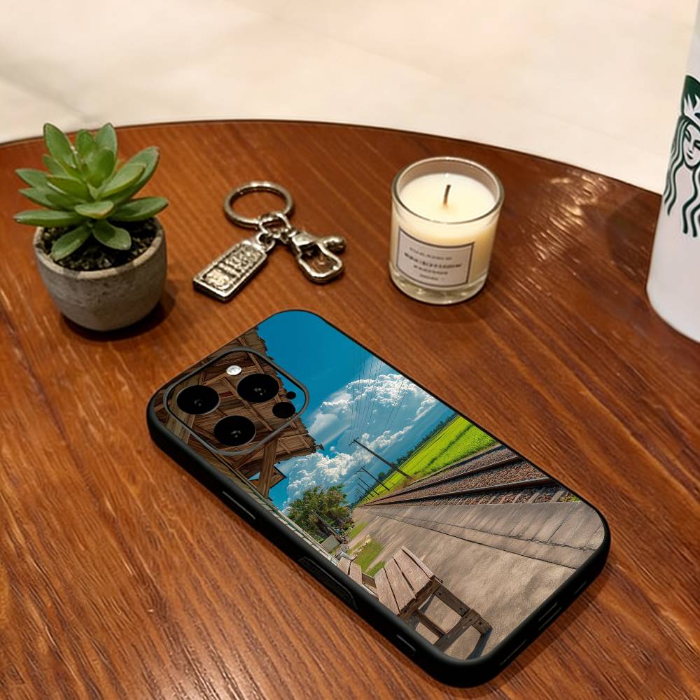 

Japanese Landscape Artwork Phone Case Soft Silicone black For IPhone 17 16 15 14 13 12 11 X XR Plus Pro Max Plus iPhone12Pro