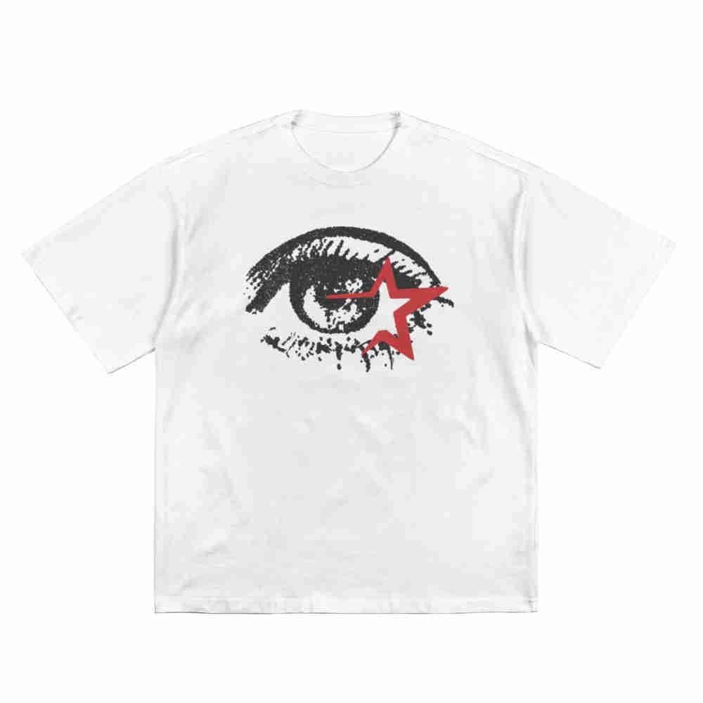 Y2K Fashion Large Eye Design Short Sleeve Tee 100% Cotton T-Shirt