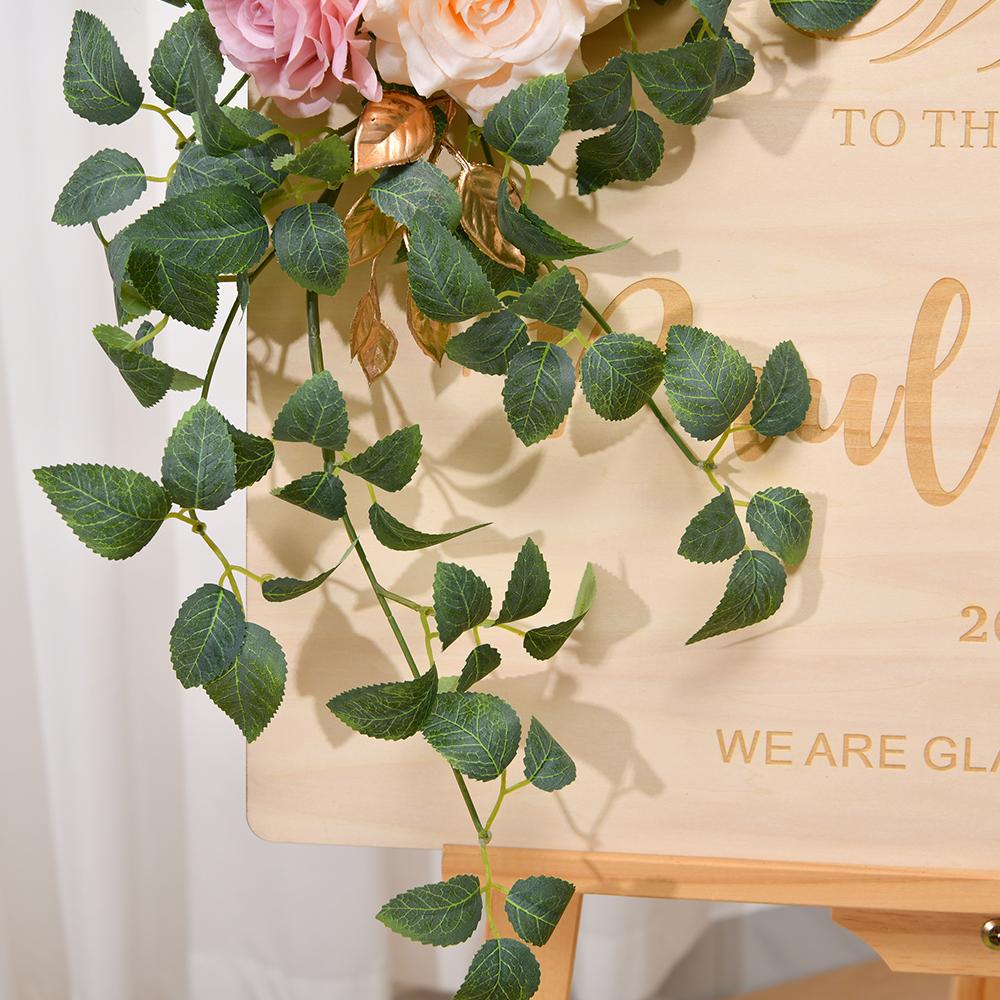 Wedding decor (pack of 2) Welcome Sign Flower Backdrop Garland For Ceremony Reception Wall Easel Outdoor Board Head Table Decor