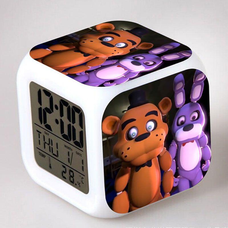 Bear Multifunction Fnaf 7color Digital Alarm Clock Led Watch Alarm Cube Clock