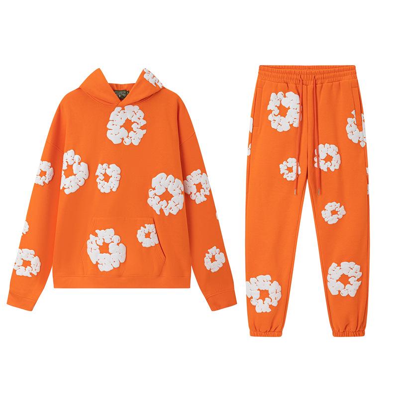 Set Casual pentru Cuplu Denim Tears Kapok Foam Print Stil American - Hanorac și Pantaloni de Trening