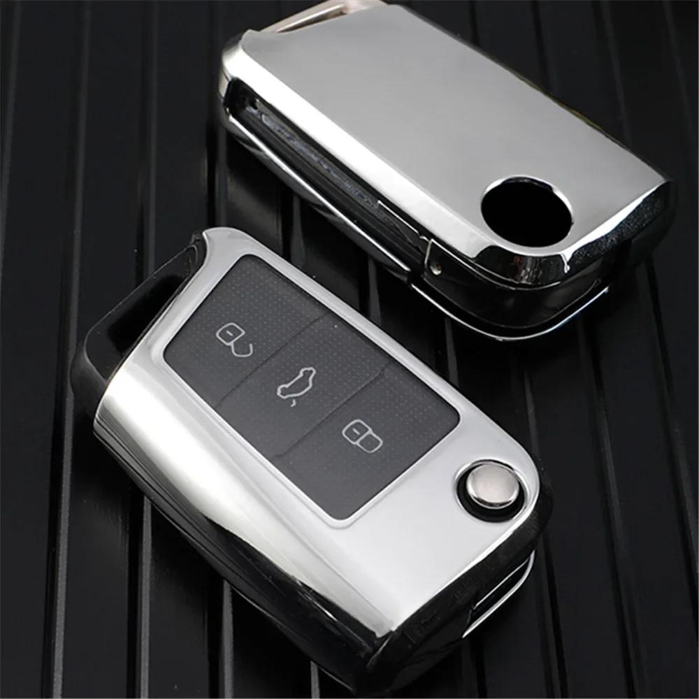 Tpu Car Key Cover For Vw Golf 4 5 6 7 Gti Mk7 Mk6 Mk5 Passat 3C T5 Polo 6R Tiguan Key Protection Case Ring Chain Styling
