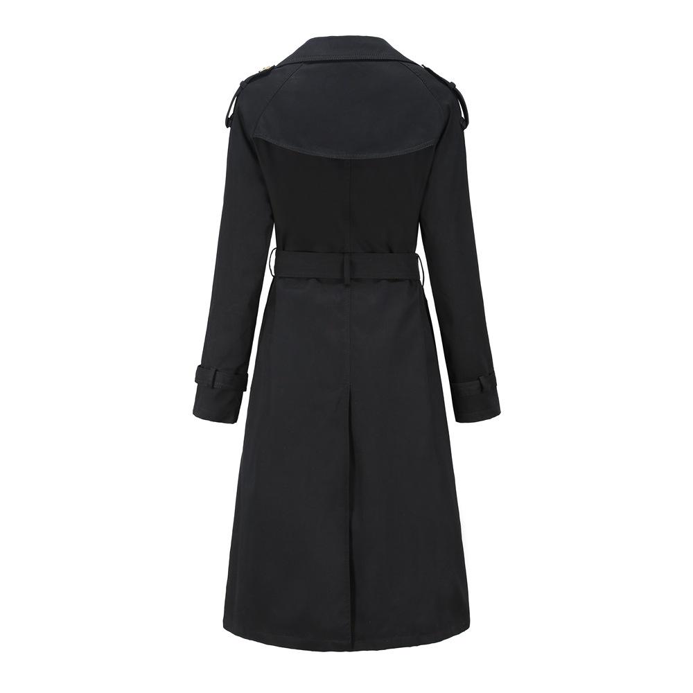 Khaki Long Women's Trench Coat Autumn Winter Turn Down Collar Women Clothes Casual Belt Trench