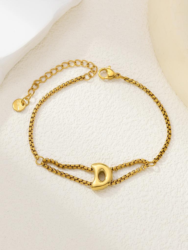 New stainless steel wholesale 26 English letters double-layer ring gold-plated bracelet