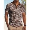 3D Printed Design Men's Short-sleeved Polo Shirt Cross-border Leopard Print Comfortable Polyester Fiber Suitable for Summer Wear