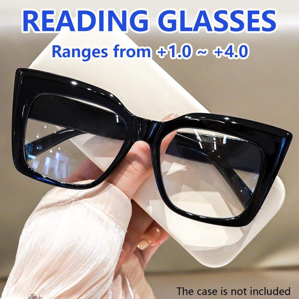 2Pcs Fashionable Cat Eye Reading Glasses For Women Men Large Frame Presbyopia Eyewear For Home Travel Party