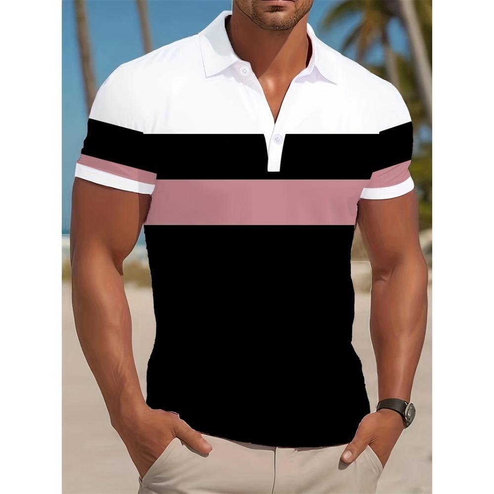 Simple striped pattern men's polo shirt for summer fashion and leisure