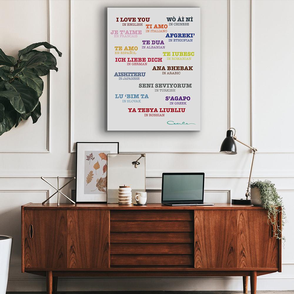 I Love You In 15 Languages Canvas Painting Valentine's Gift Posters and Prints Love Wall Art Pictures for Living Room Home Decor