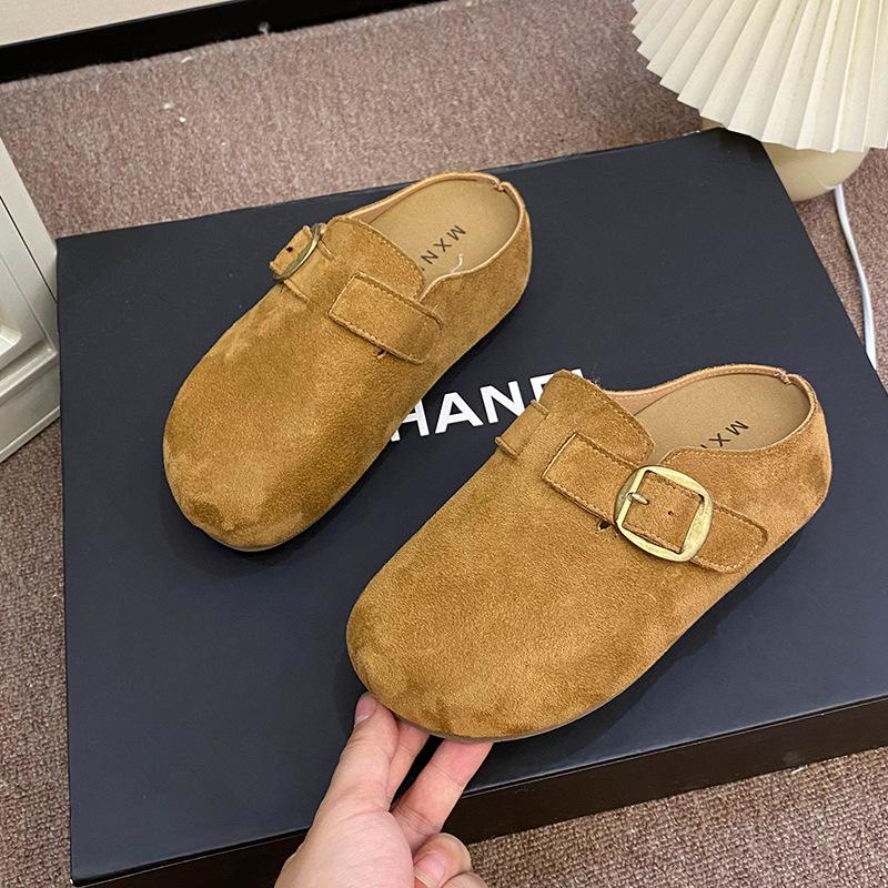 

Обувь Boken женская сумка голова полушлепанцы верхняя одежда 2025 новая осень обувь на одном педале ленивая ретро Boken полушлепанцы 35