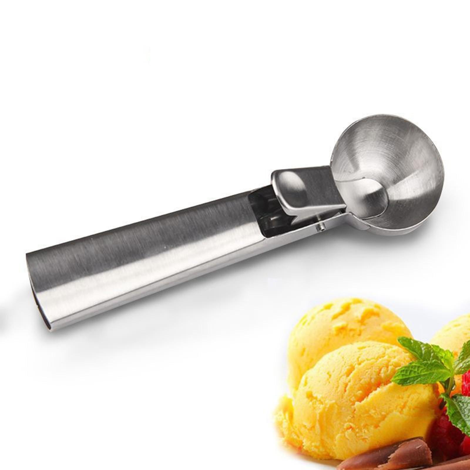 

Stainless Steel Ice Cream Scoop with Easy Release Trigger Mechanism Durable Solid Handle for Consistent Scooping and Serving Kitchen Tool One Size