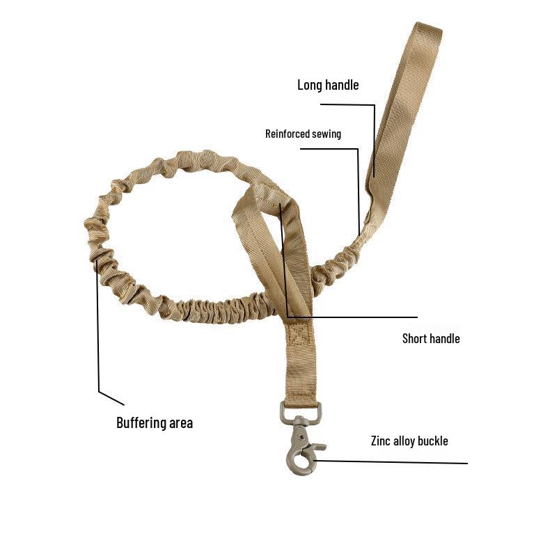 Adjustable Tactical Outdoor Dog Leash and Harness Set for Large Dogs