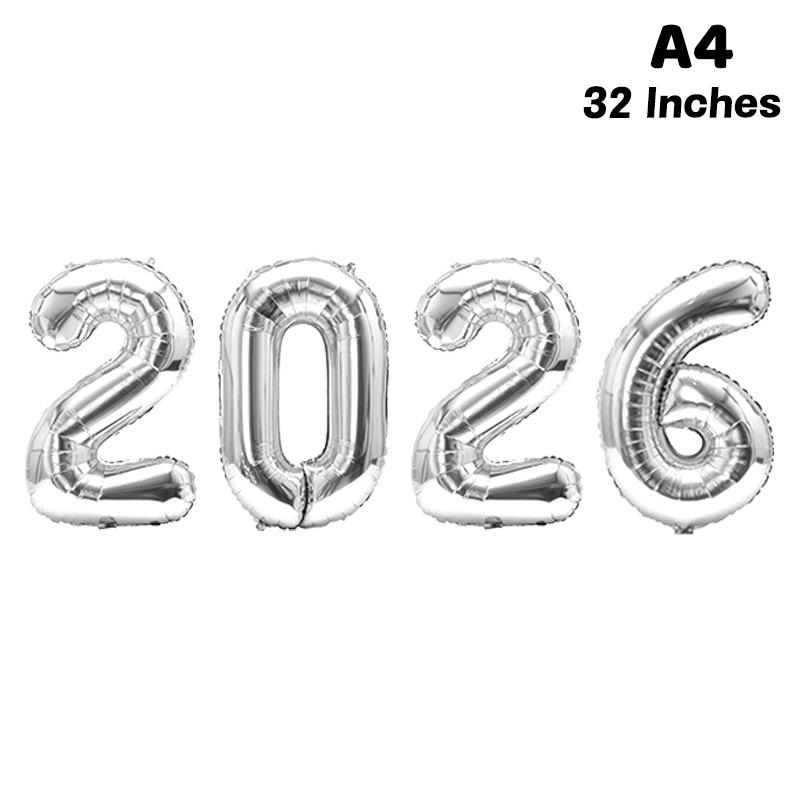Happy New Year 2026 Balloons Gold Silver Pink Black Number 2026 Foil Balloons 16/32/40in Multicolour Happy New Year Banner