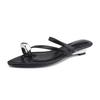 Summer New Small Thick Heel Flat Sandals for Women, Sexy Pointed Toes, Cold Slippers for Women, High-end Wear