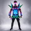 LED Robot Display Costumes Party Performance Wears Armor Suit Colorful Light Mirror Clothe Club Show Outfits Helmets Disco